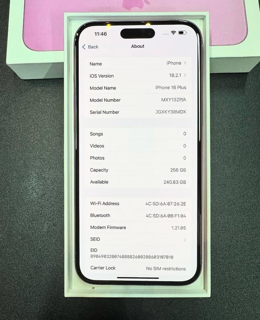 iPhone 16 Plus Rose 256 Go