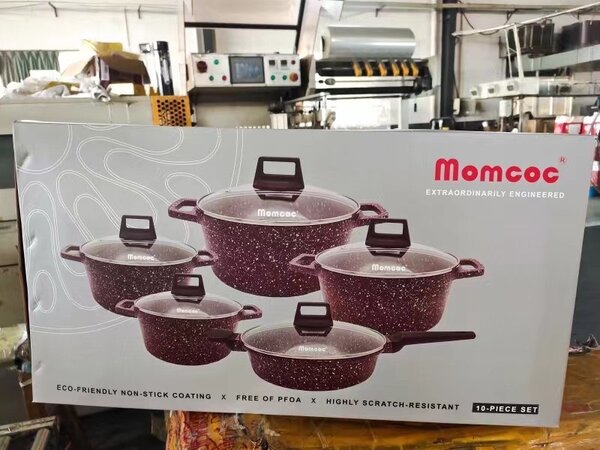 Momcoc 10pcs Granite nonstick cookware set