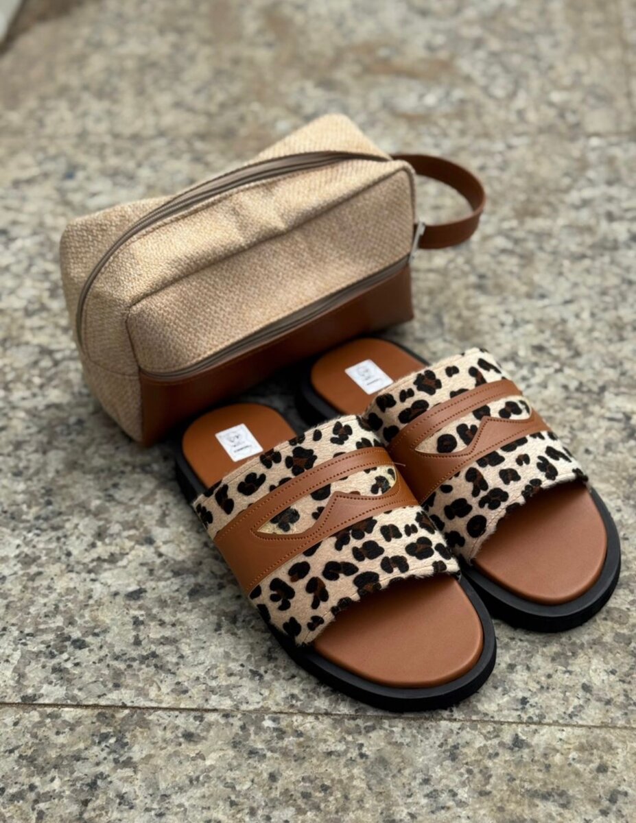 Sandales en cuir et toile