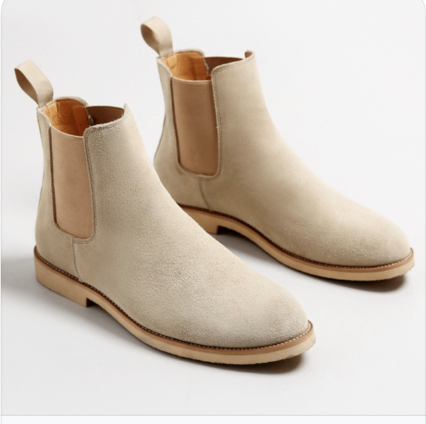 Bottes Chelsea en daim beige