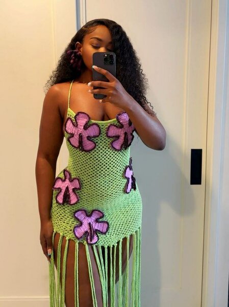 Robe Crochet Verte Bohème