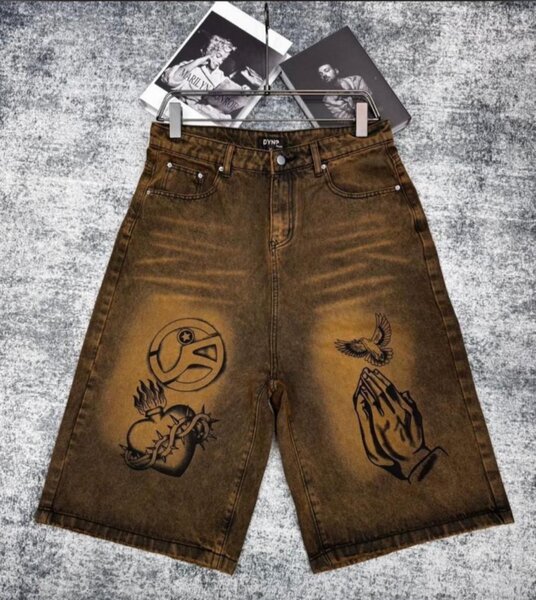Shorts en jean décontracté imprimé