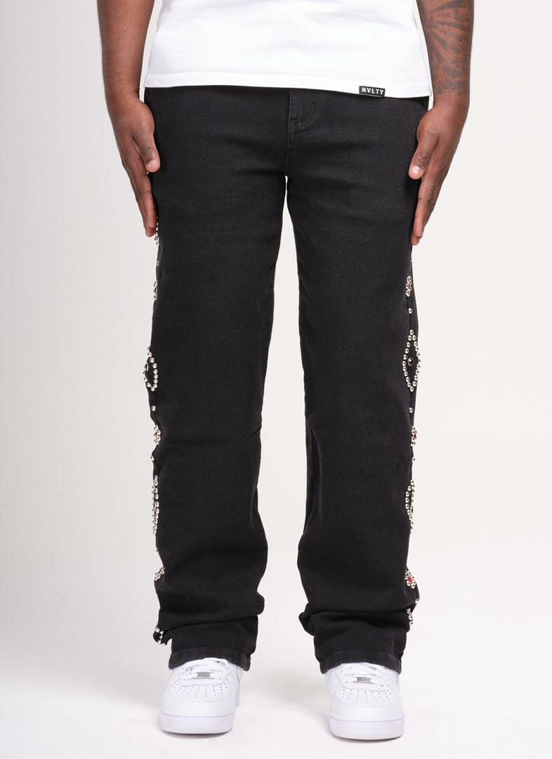 Jeans noirs avec perles
