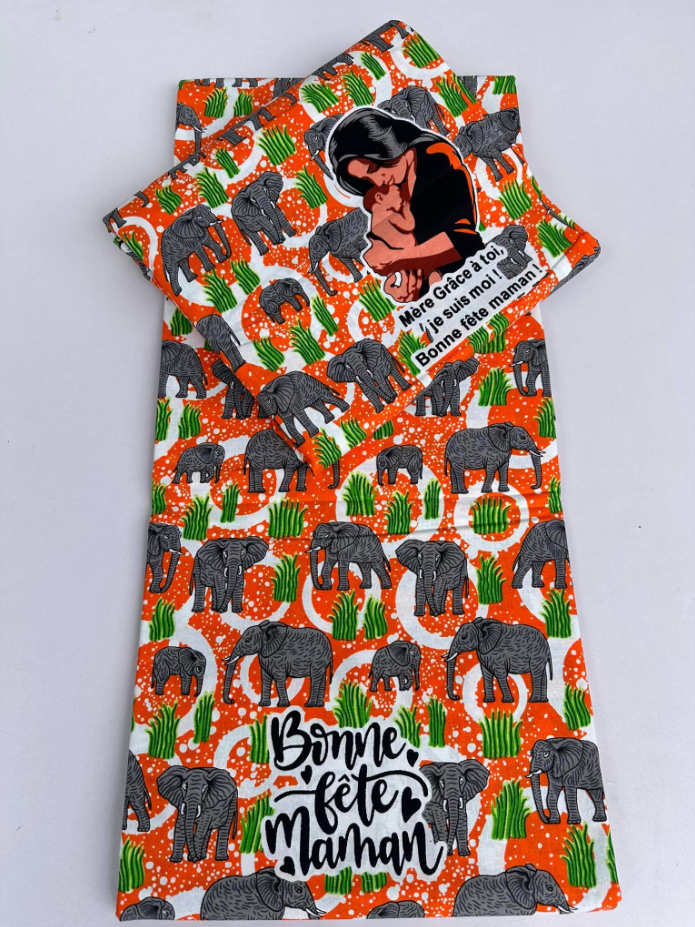 Tissu rouge à motif d'éléphant