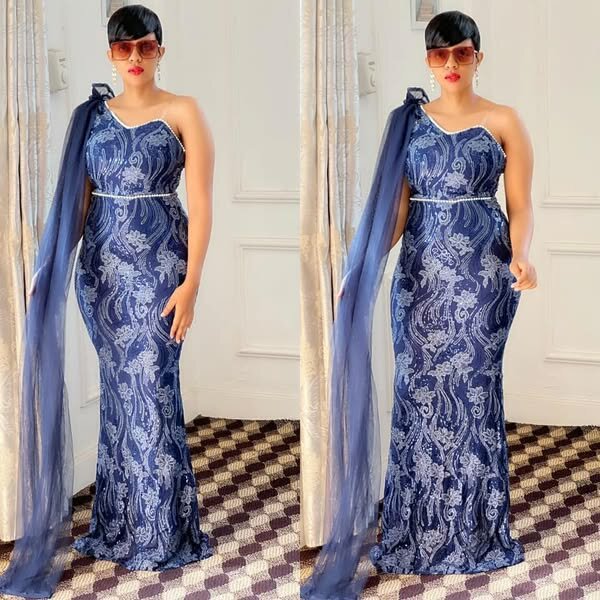 Women's long evening dress in   blue