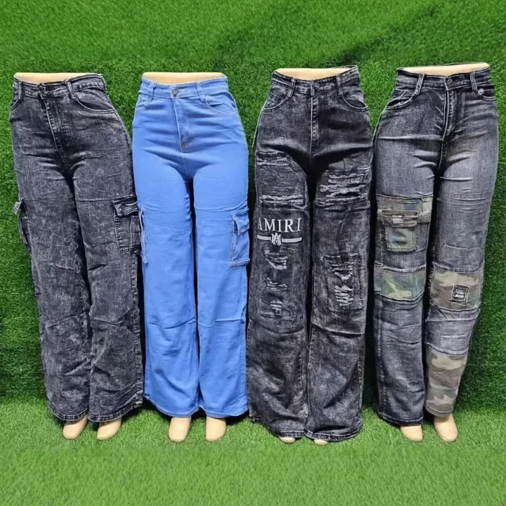 Pantalons cargo en denim chic