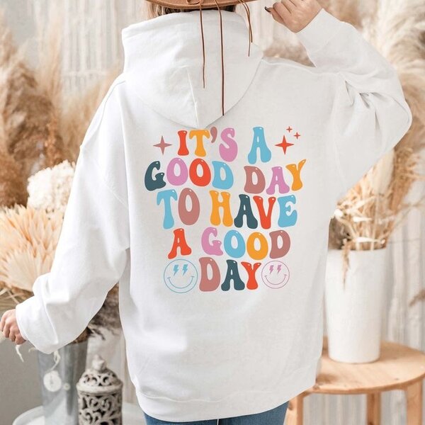 Sweat à Capuche Imprimé Message