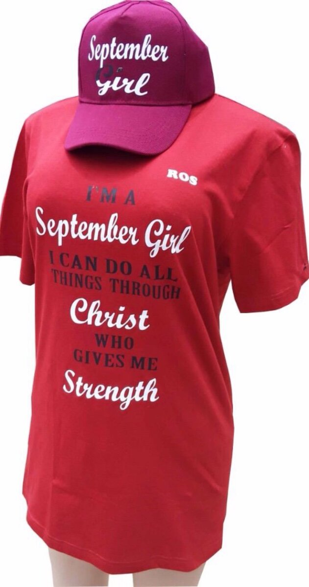 Scripted September Birthday Tee and Cap