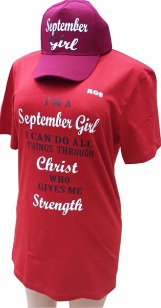 Scripted September Birthday Tee and Cap