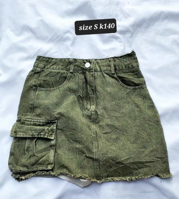 Quality women's denim skirt green