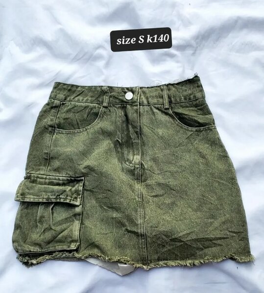 Quality women's denim skirt green