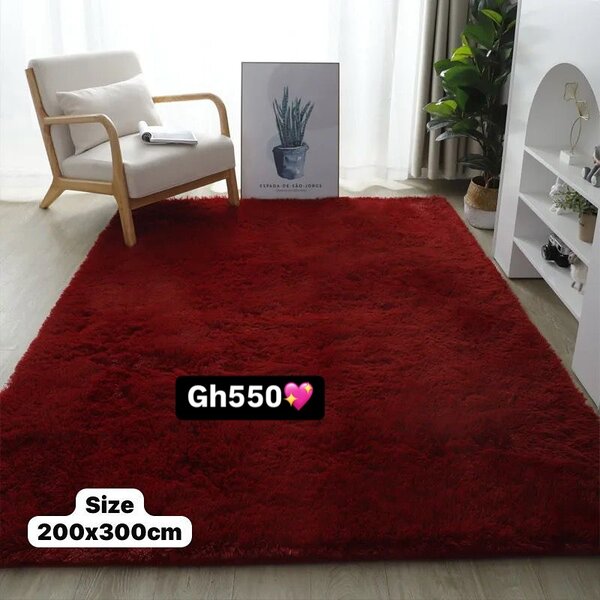 Fluffy carpet dark red 200x300