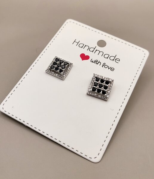 Silver black zircon  stud earrings