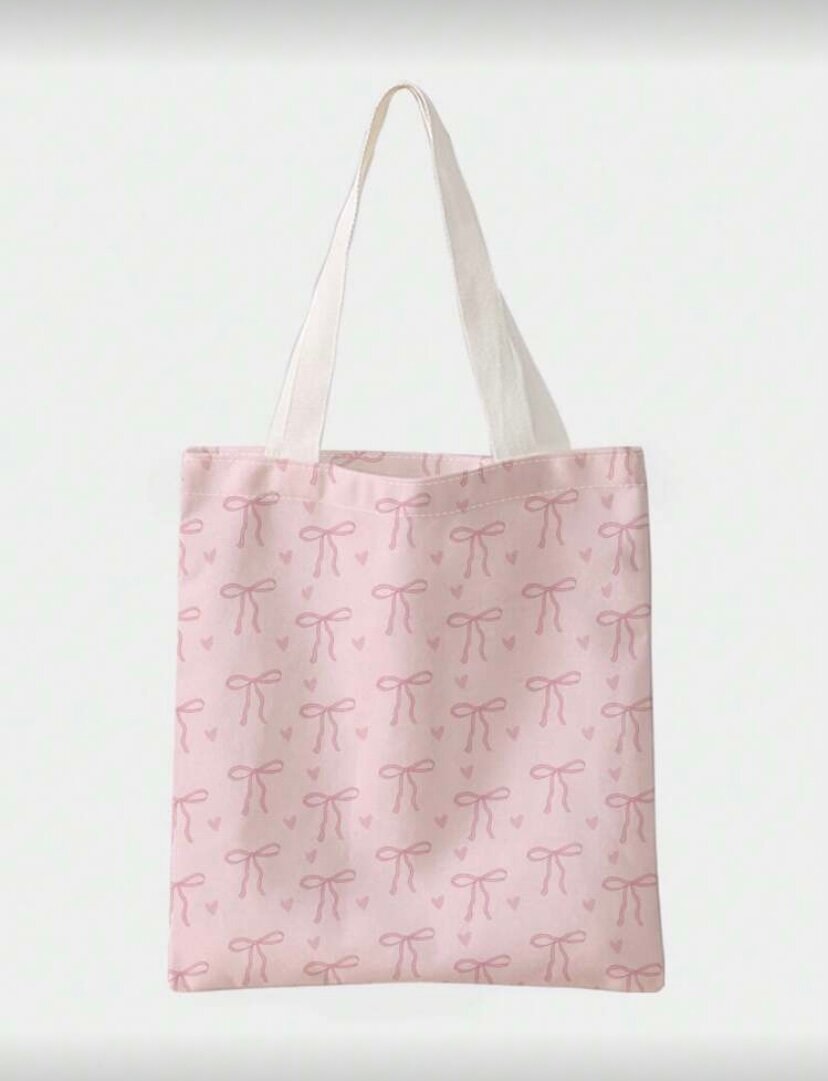 Sac en toile motif noeud rose