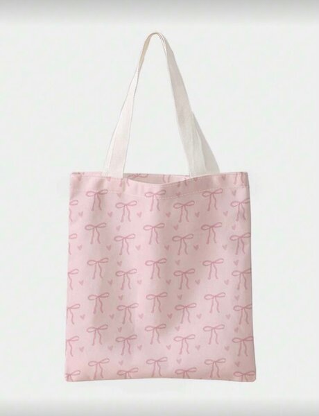 Sac en toile motif noeud rose