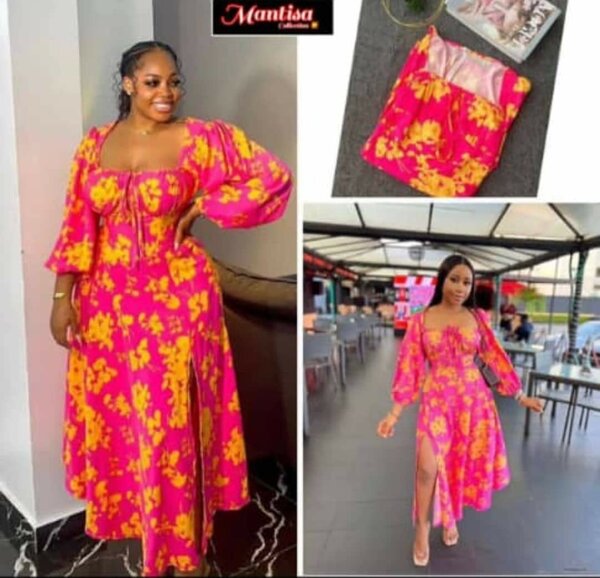 Robe fleurie à manches bouffantes