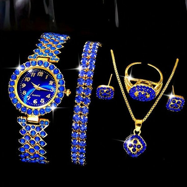 Ensemble Bijoux Bleu Doré