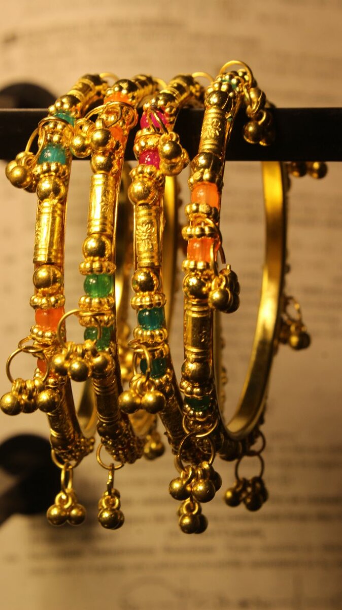 Antique Handmade Multi Color Pearls Design Bangle