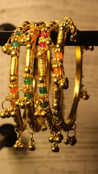 Antique Handmade Multi Color Pearls Design Bangle