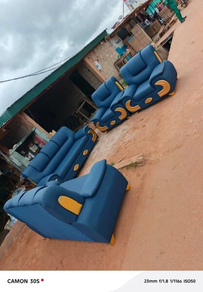 Canapé modulable en cuir bleu