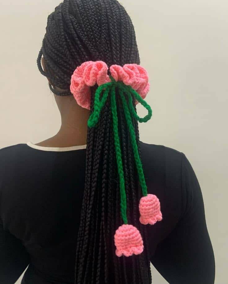 Accessoire cheveux crochet rose