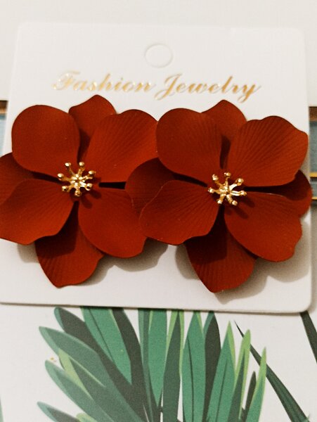 Boucles d'oreilles fleurs rouges