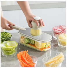 Multi-purpose Vegetable Slicer Cutter 6-in-1 Vegetable Chopper Stainless Steel Cheese Shredder Grater with Mitts