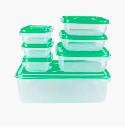 Pack of 7 Thumb Lock Transparent Rectengular Bowl set