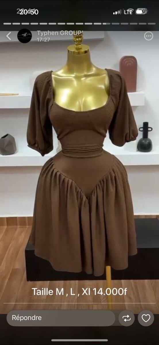 Robe Élégante Marron Femme