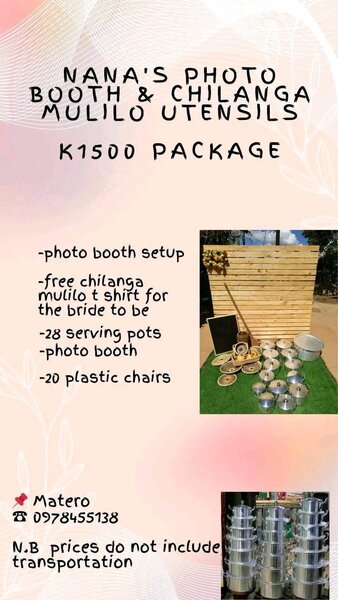 Chilanga mulilophotobooth and utensils