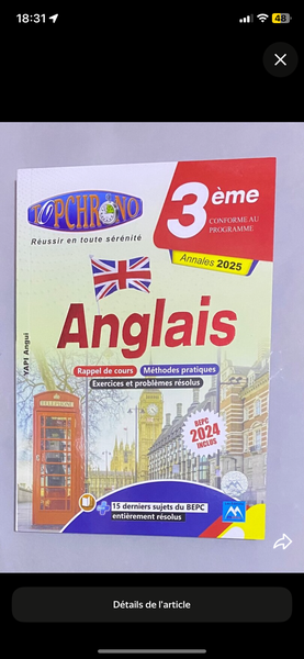 Annales Anglais 3ème 2025