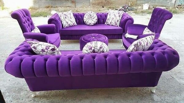 Set of white and violei furniture