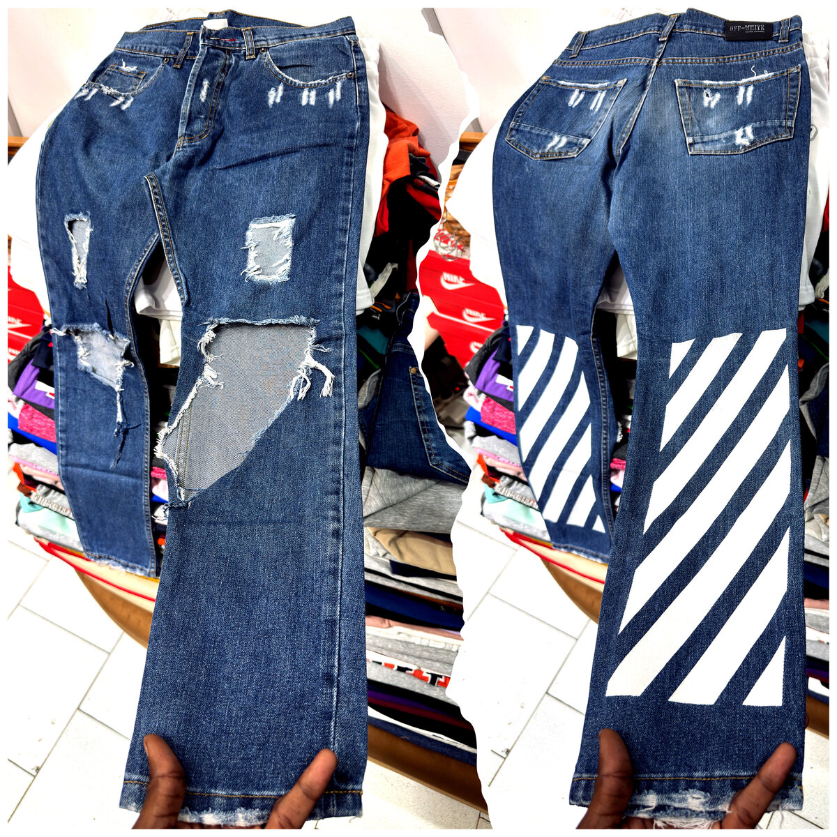 Jean bleu déchiré chic