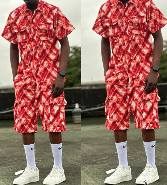 Ensemble short et chemise rouge