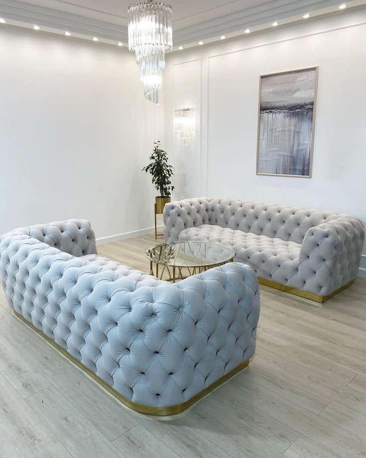 set of white sofas