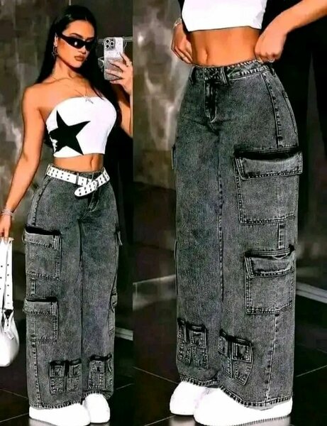 Jeans cargo larges femme