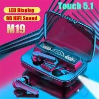TWS M19 5.0 Wireless Bluetoth Earphones Sport Sound Noise Cancelling Ear Buds IPX7 Waterproof Headphones Stereo Earbuds Touch control LED Digital Display Large Battery Box Gaming 2000Mah