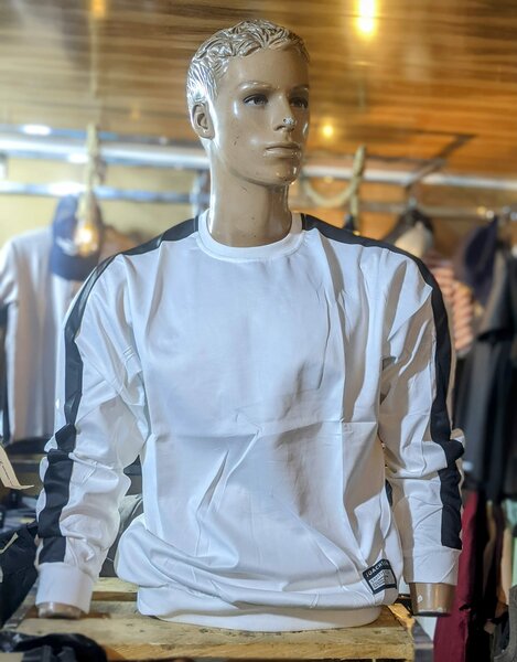 white sweatshirt with black