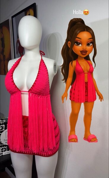 Robe Sexy Frangée Rose
