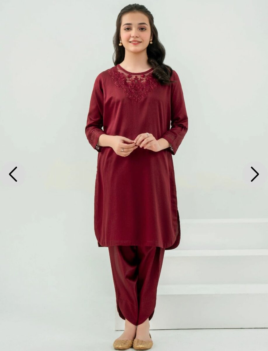 2 Piece Satin Suit-Embroidered