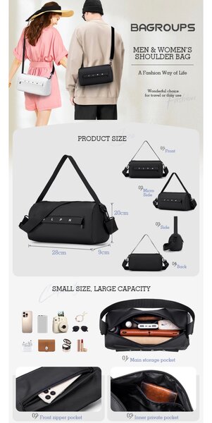 Sac bandoulière unisexe élégant