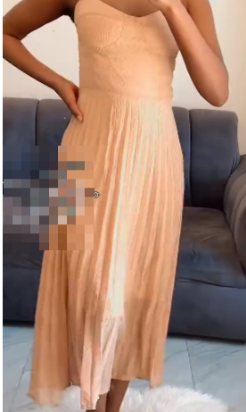 pink dress with a pleated skirt