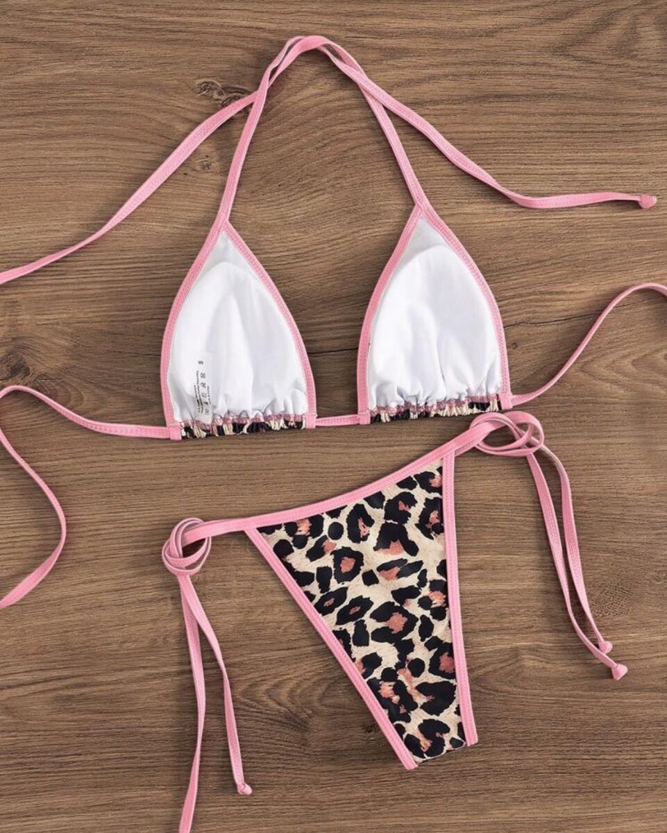 Bikini léopard rose