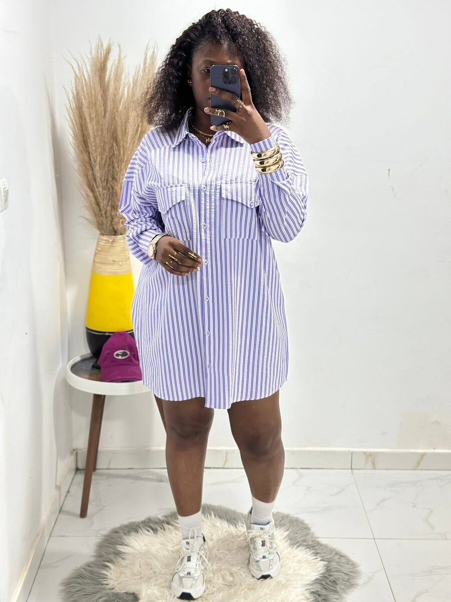 Robe chemise rayée élégante