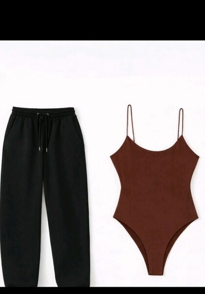 Stylish Brown Bodysuit Set