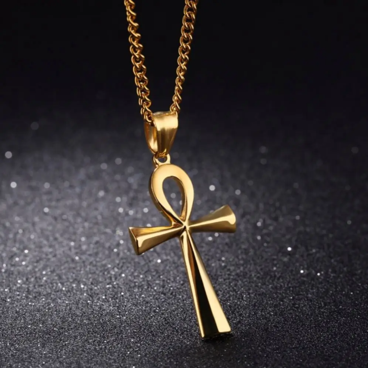 Collier Croix Ankh Doré Argent