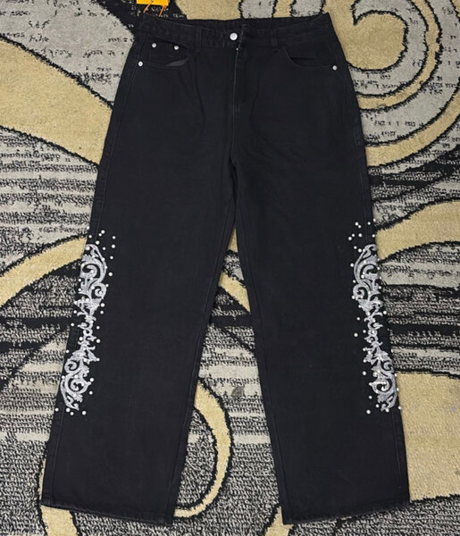 Jean flare motif floral femme