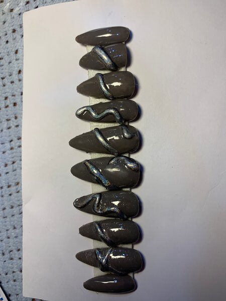 Ongles Press-On Gris Brillant