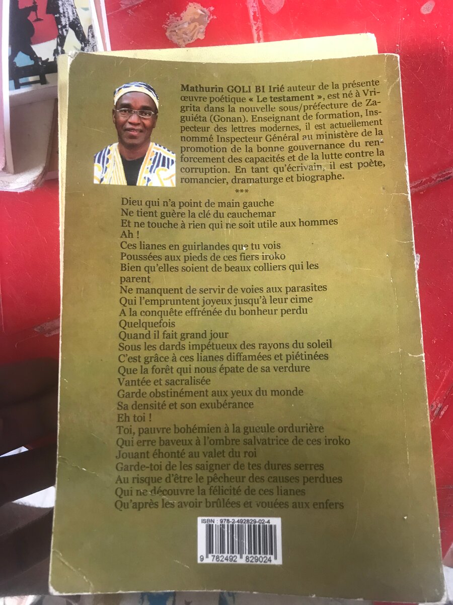 Livre de poésie 'Le Testament'