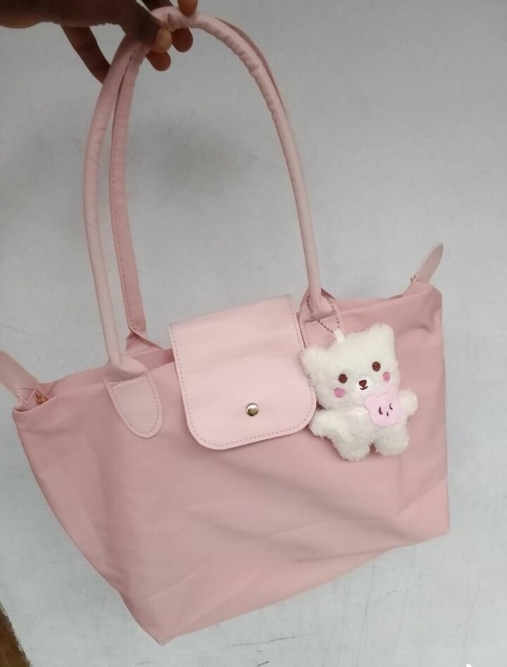 Sac à main en toile avec porte-clés ours